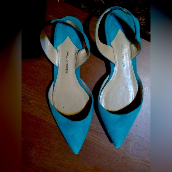 Paul Andrew Blue Tweed Slingbacks/Flats/Shoes Size 38.5 - Picture 1 of 3